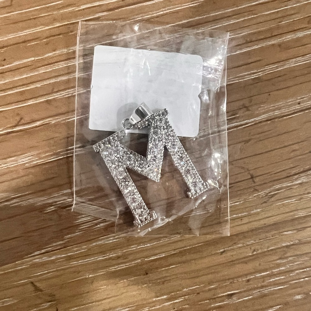 Authentic Swarovski Letter “M” Crystal Pendant – Silver Tone – New in Package